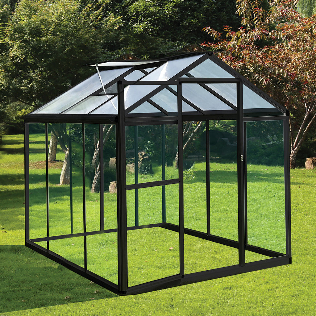 POHJOLA GARDEN Hybrid Kasvihuone 3,3m², Tukeva Runko, Kirkas Seinäpaneeli, Sokkeli