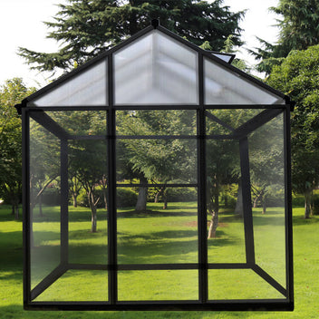 Hybridväxthus 4,6 m² – 242 x 190 x 195 cm, tak av polykarbonat, sockel