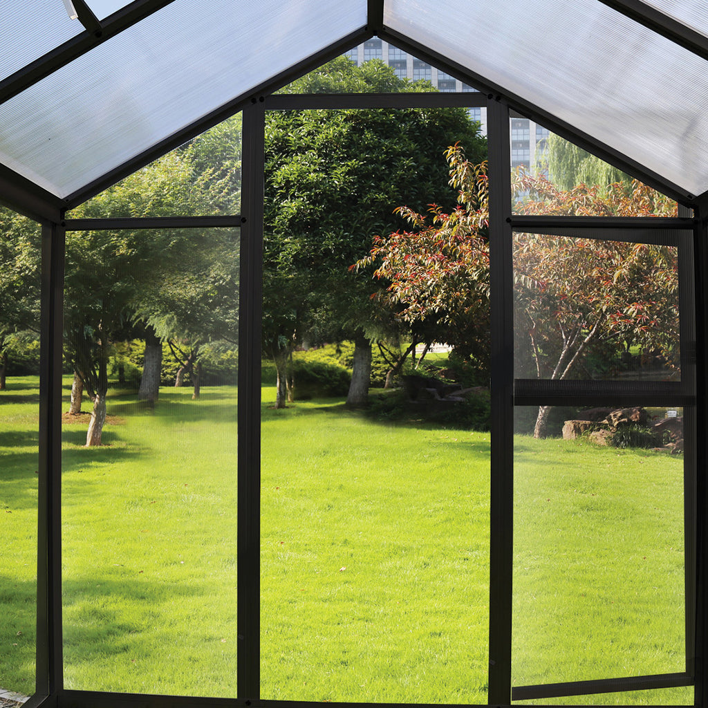 POHJOLA GARDEN Hybrid Kasvihuone 4,6m², Tukeva Runko, Kirkas Seinäpaneeli, Sokkeli