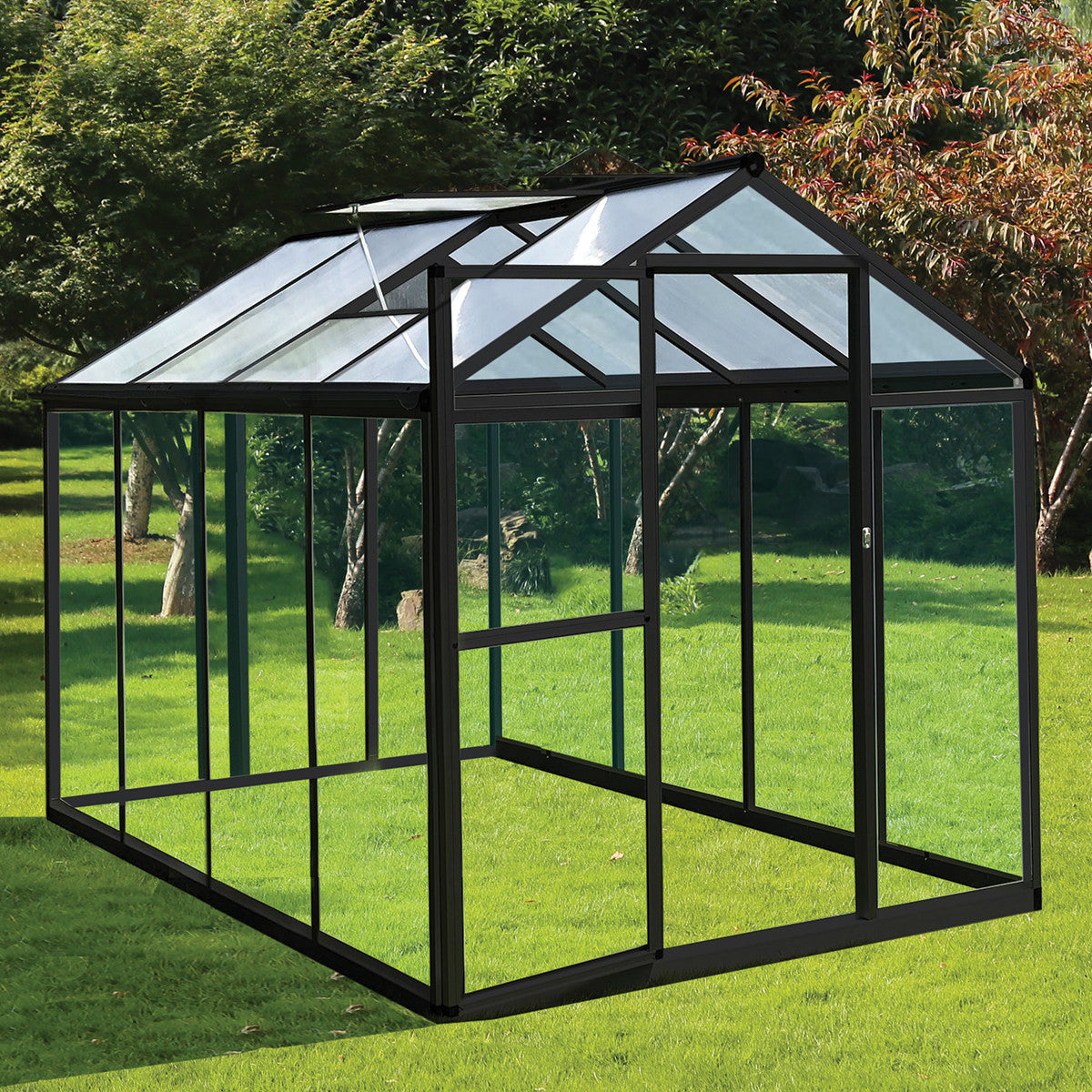 POHJOLA GARDEN Hybrid Kasvihuone 4,6m², Tukeva Runko, Kirkas Seinäpaneeli, Sokkeli