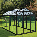 POHJOLA GARDEN Hybrid Kasvihuone 5,4m², Tukeva Runko, Kirkas Seinäpaneeli, Sokkeli, Musta
