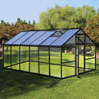 POHJOLA GARDEN Hybrid Kasvihuone 8,6m², Tukeva Runko, Kirkas Seinäpaneeli, Sokkeli, Musta