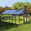 Pohjola Garden Hybrid Kasvihuone 8,6m², Tukeva Runko, Kirkas Seinäpaneeli, Sokkeli, Musta