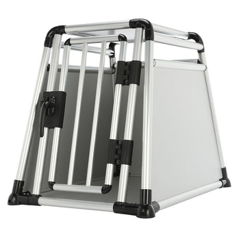 Hundbur 81 x 56 x 64 cm – aluminiumram, MDF-paneler, rundade rör
