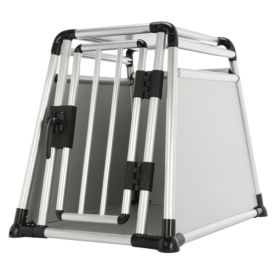 Hundbur 81 x 56 x 64 cm – aluminiumram, MDF-paneler, rundade rör