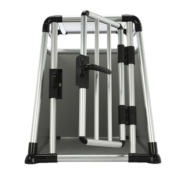 Hundbur 81 x 56 x 64 cm – aluminiumram, MDF-paneler, rundade rör