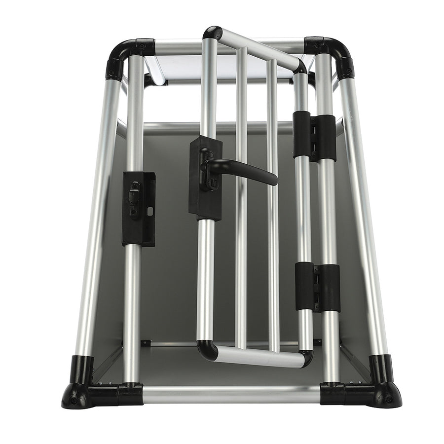 Hundbur 81 x 56 x 64 cm – aluminiumram, MDF-paneler, rundade rör
