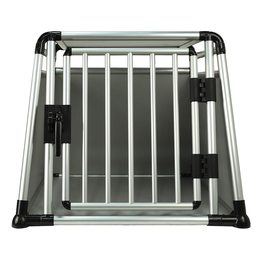 Transportbur för hund 84 x 76 x 64 cm – aluminiumram, MDF-paneler, rundade rör