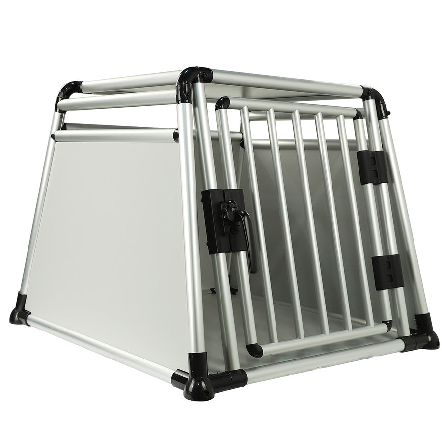 Transportbur för hund 84 x 76 x 64 cm – aluminiumram, MDF-paneler, rundade rör