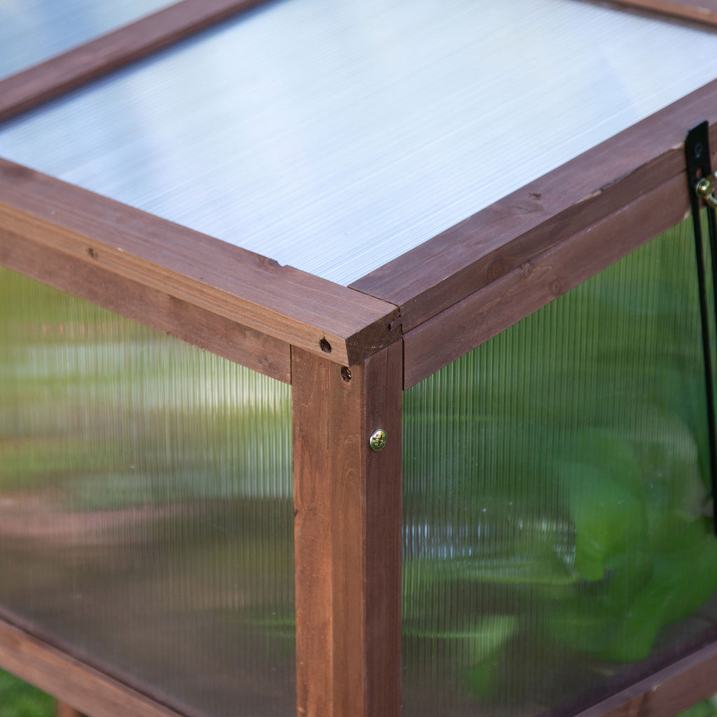 Korotettu Istutuslaatikko / Pienoiskasvihuone Kuusipuusta 90 x 50 x 93 cm Ruskea