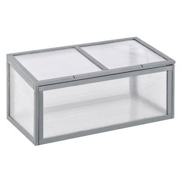 Litet växthus/planteringslåda tillverkad av gran 90 x 46 x 40 cm Grå
