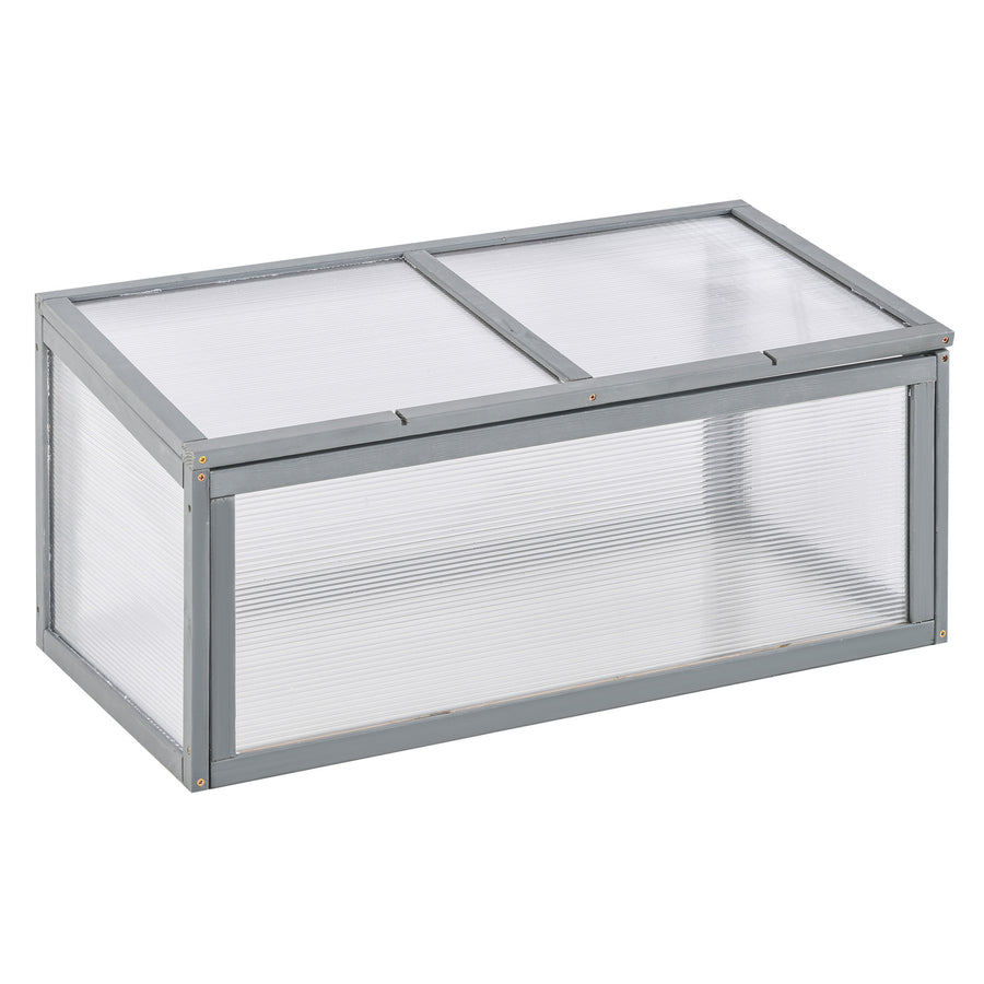 Litet växthus/planteringslåda tillverkad av gran 90 x 46 x 40 cm Grå