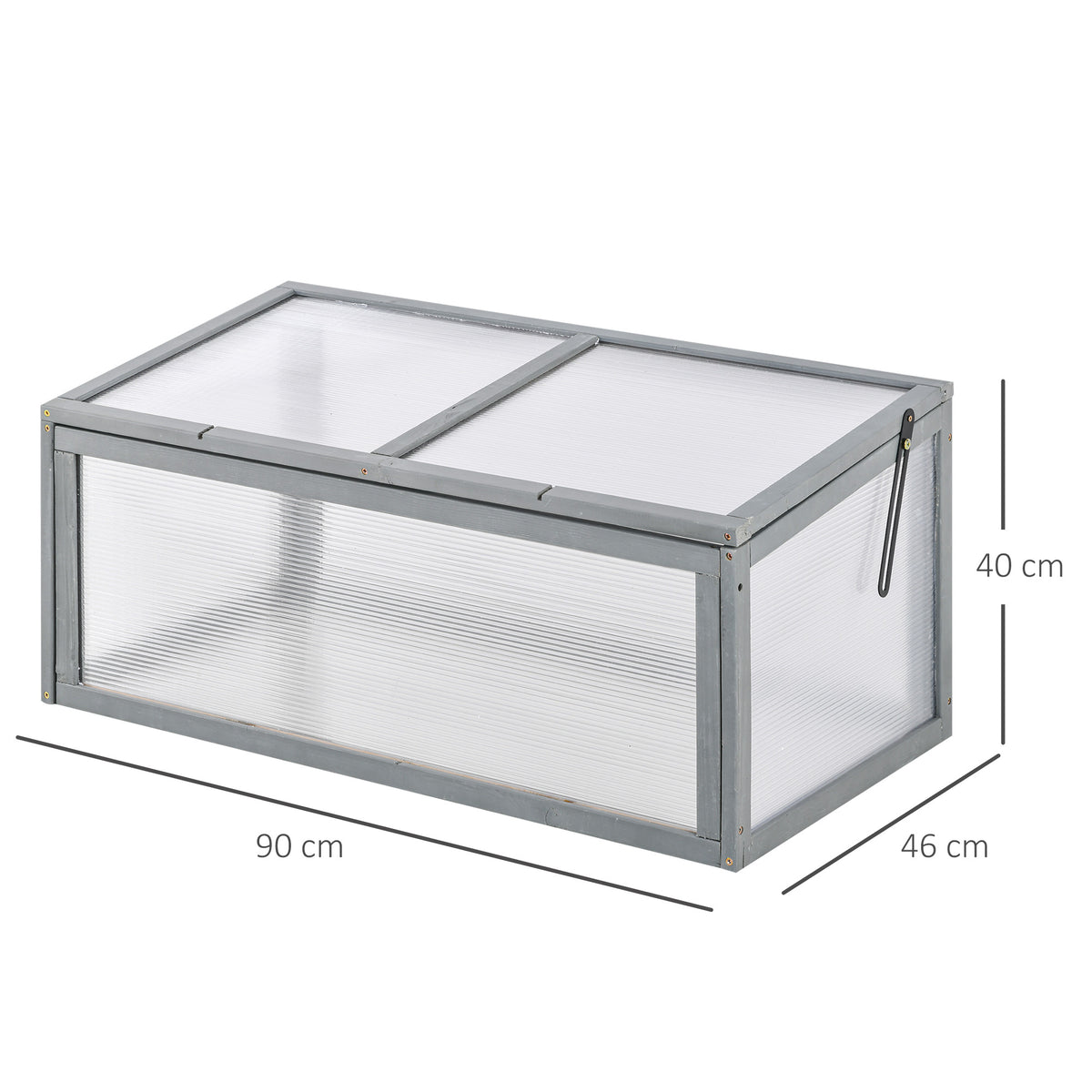 Litet växthus/planteringslåda tillverkad av gran 90 x 46 x 40 cm Grå