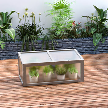 Litet växthus/planteringslåda tillverkad av gran 90 x 46 x 40 cm Grå
