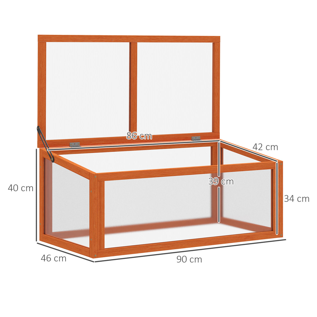 Pieni Kasvihuone / Istutuslaatikko Kuusipuusta 90 x 46 x 40 cm Oranssi