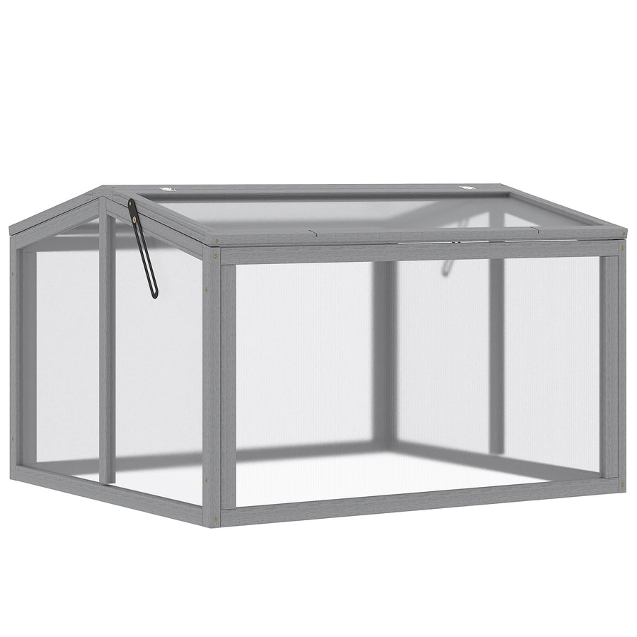 Litet växthus/planteringslåda Furu 90 x 80 x 58 cm Grå