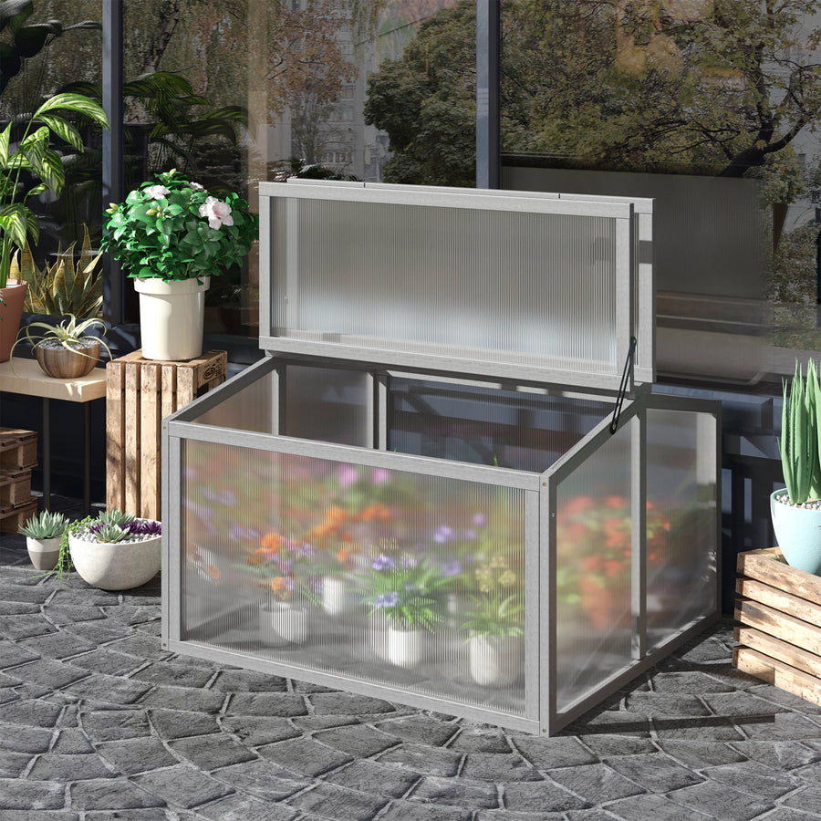 Litet växthus/planteringslåda Furu 90 x 80 x 58 cm Grå