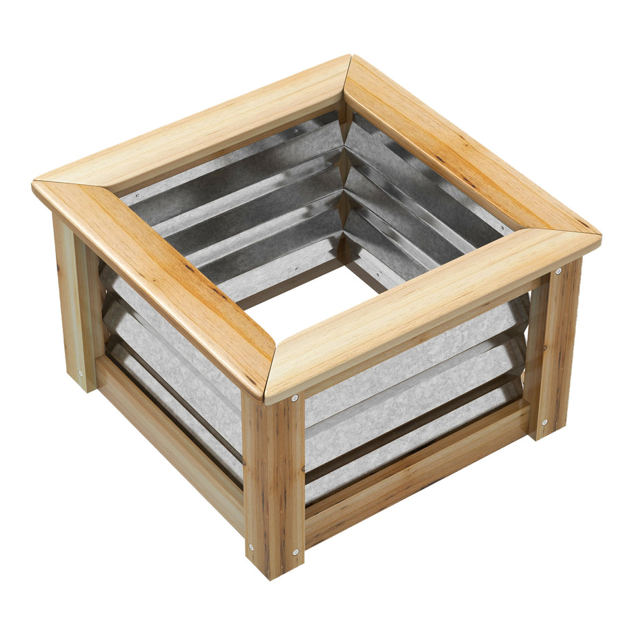 Planteringslåda Gran / Stål 45 x 45 x 30 cm Silver / Natur