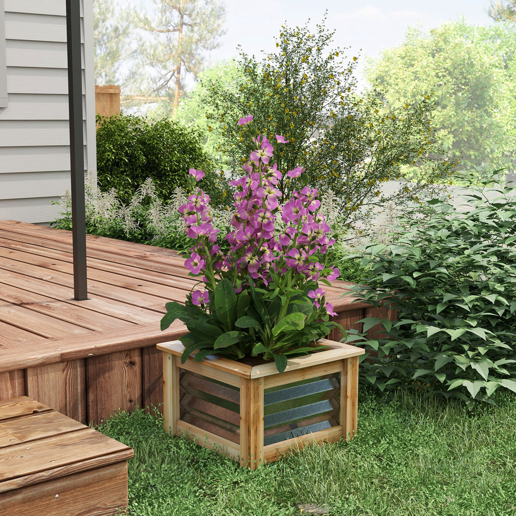 Istutuslaatikko Kuusipuu / Teräs 45 x 45 x 30cm Hopea / Natural