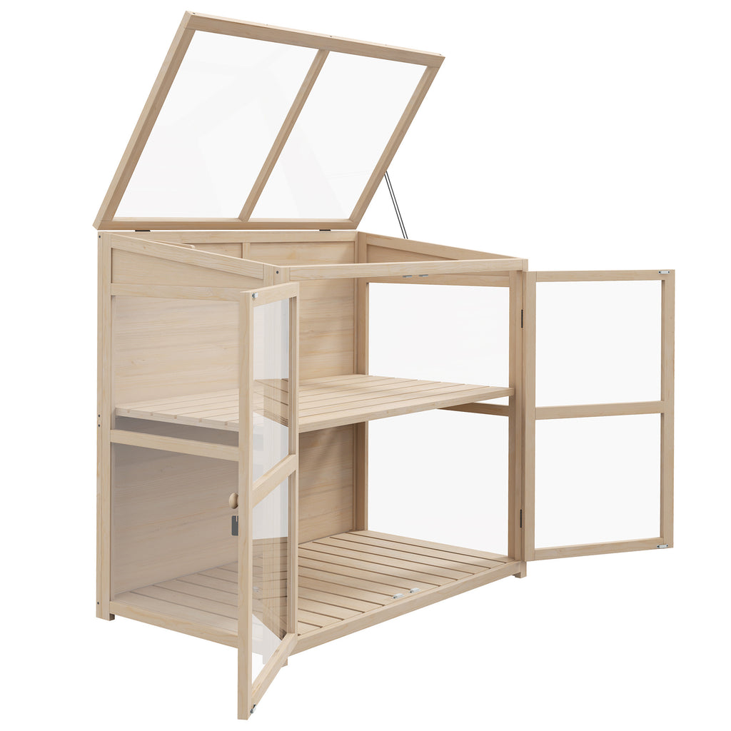 Istutuslaatikko / Minikasvihuone 103 x 61 x 103 cm Kuusipuusta Natural