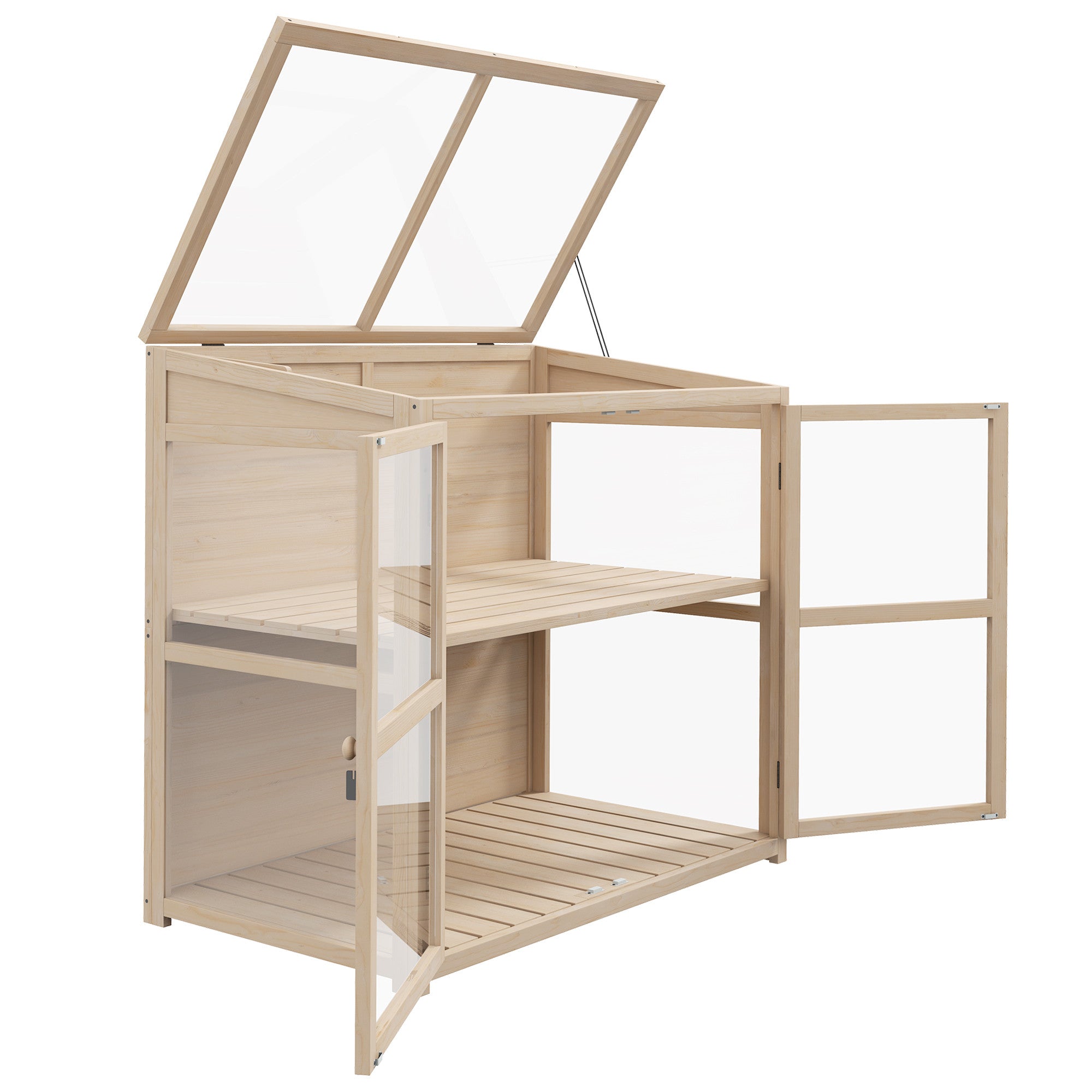 Istutuslaatikko / Minikasvihuone 103 x 61 x 103 cm Kuusipuusta Natural