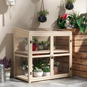 Planteringslåda / Miniväxthus 103 x 61 x 103 cm Gran Natur