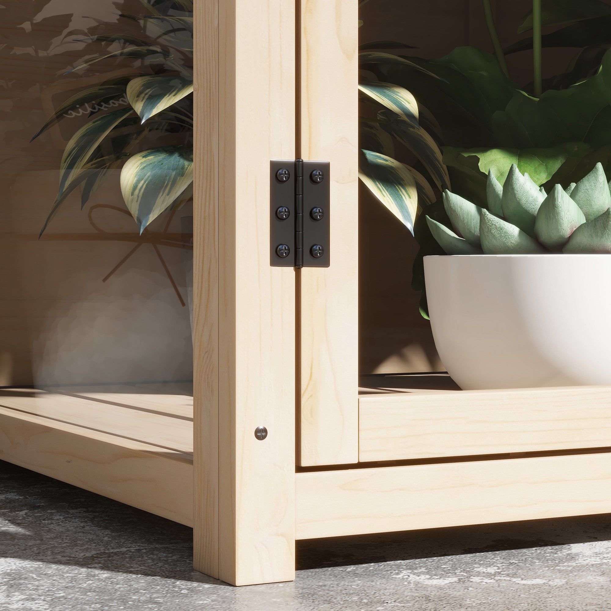 Istutuslaatikko / Minikasvihuone 103 x 61 x 103 cm Kuusipuusta Natural