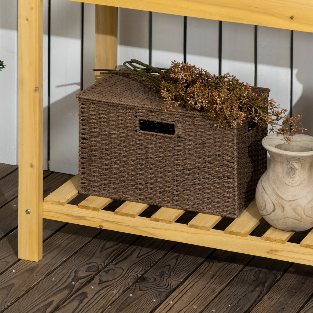 Istutuspöytä Altaalla Ja Hyllyillä Kuusipuusta 92 x 45 x 120 cm Ruskea