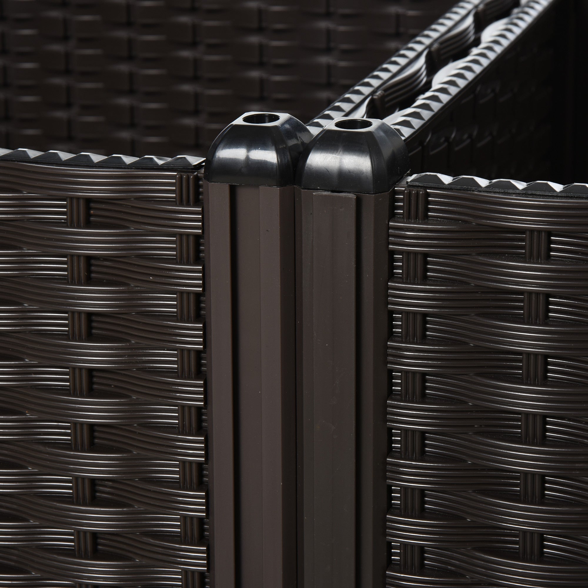 Korotetut Istutuslaatikot 4kpl Polyrottinki 40 x 40 x 44 cm Tummanruskea