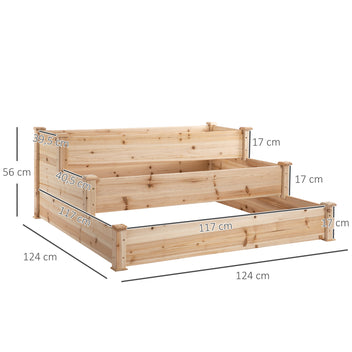 Planteringslåda 3-delad 124 x 124 x 56 cm Gran Natur