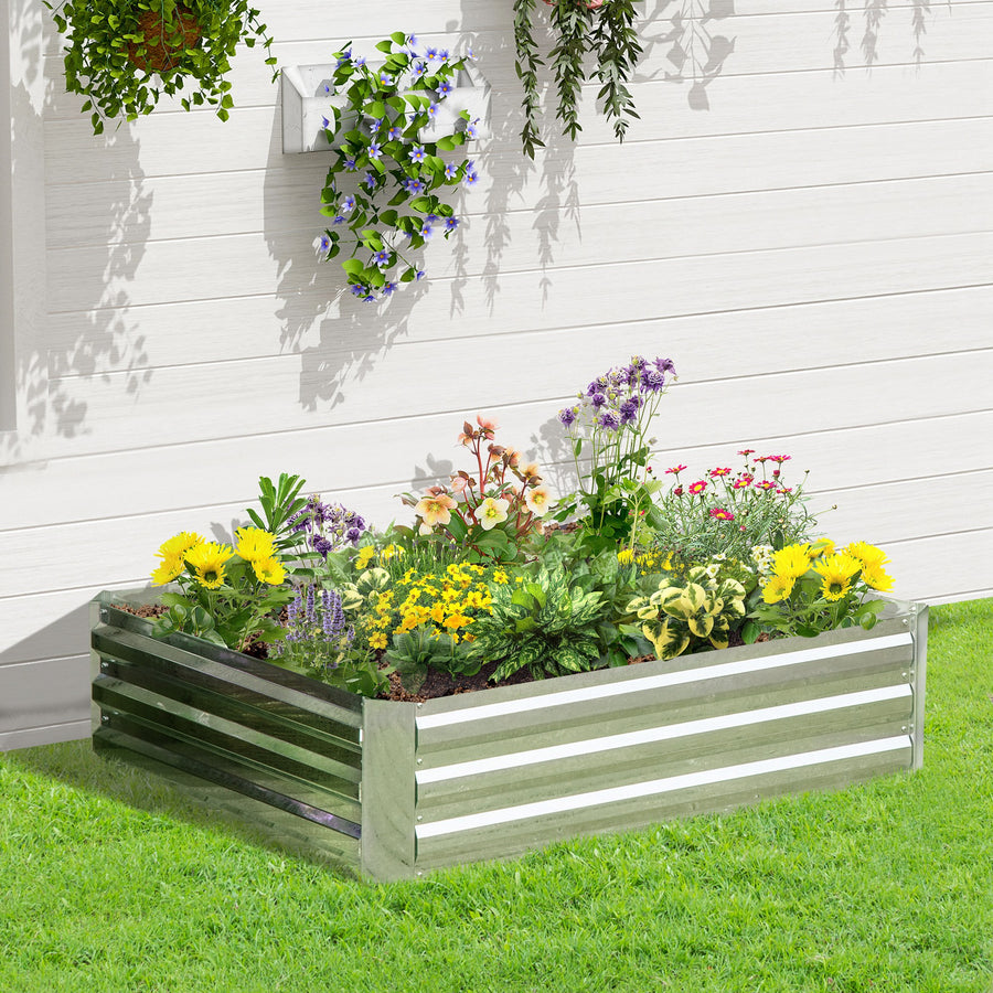 Istutuslaatikko 120 x 90 x 30 cm Galvanoitu Teräs Hopea