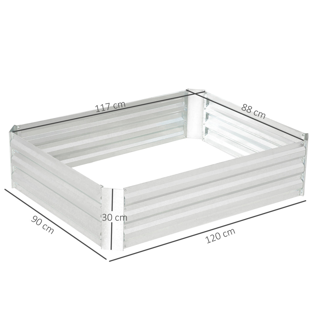 Istutuslaatikko 120 x 90 x 30 cm Galvanoitu Teräs Hopea