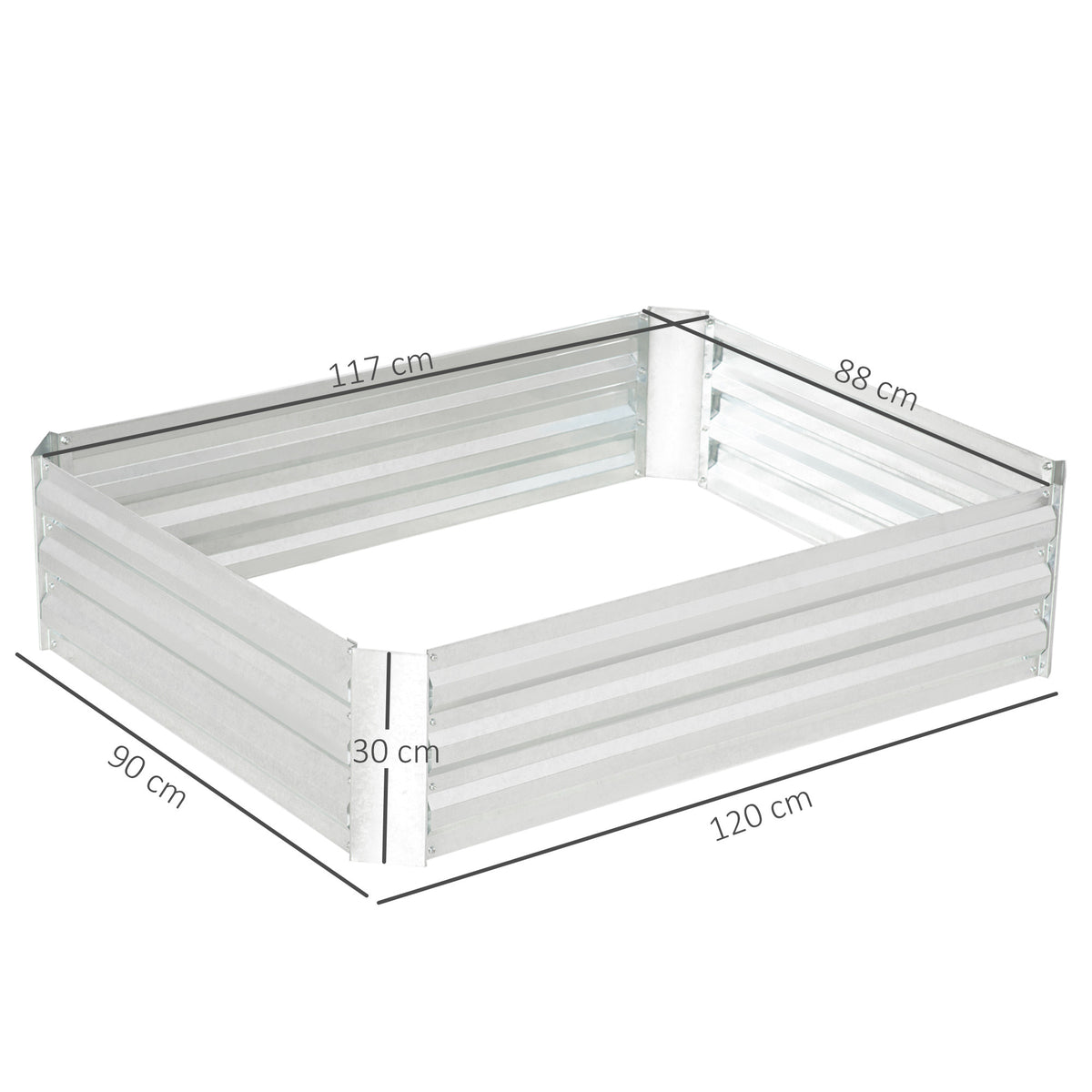 Planteringslåda 120 x 90 x 30 cm Galvaniserat stål Silver