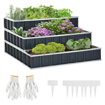 Planteringslåda 3-delad 118 x 118 x 62 cm Gran Grå