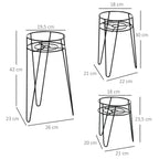 Kukkaruukkutelineet 3kpl Teräs Musta