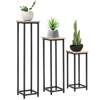 Blomkrukor, 3 st Stål Svart/Brun