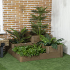 Kolmitasoinen Istutuslaatikko Kuusipuusta 122 x 122 x 51 cm Ruskea