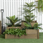 Kolmitasoinen Istutuslaatikko Kuusipuusta 122 x 122 x 51 cm Ruskea