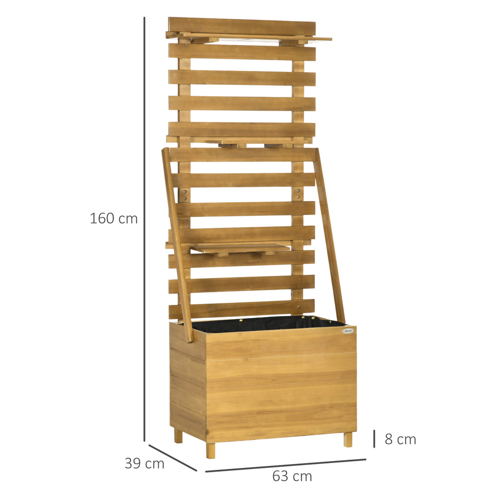 Istutuslaatikko Säleiköllä Ja Hyllyillä Massiivipuusta 63 x 39 x 160 cm Natural
