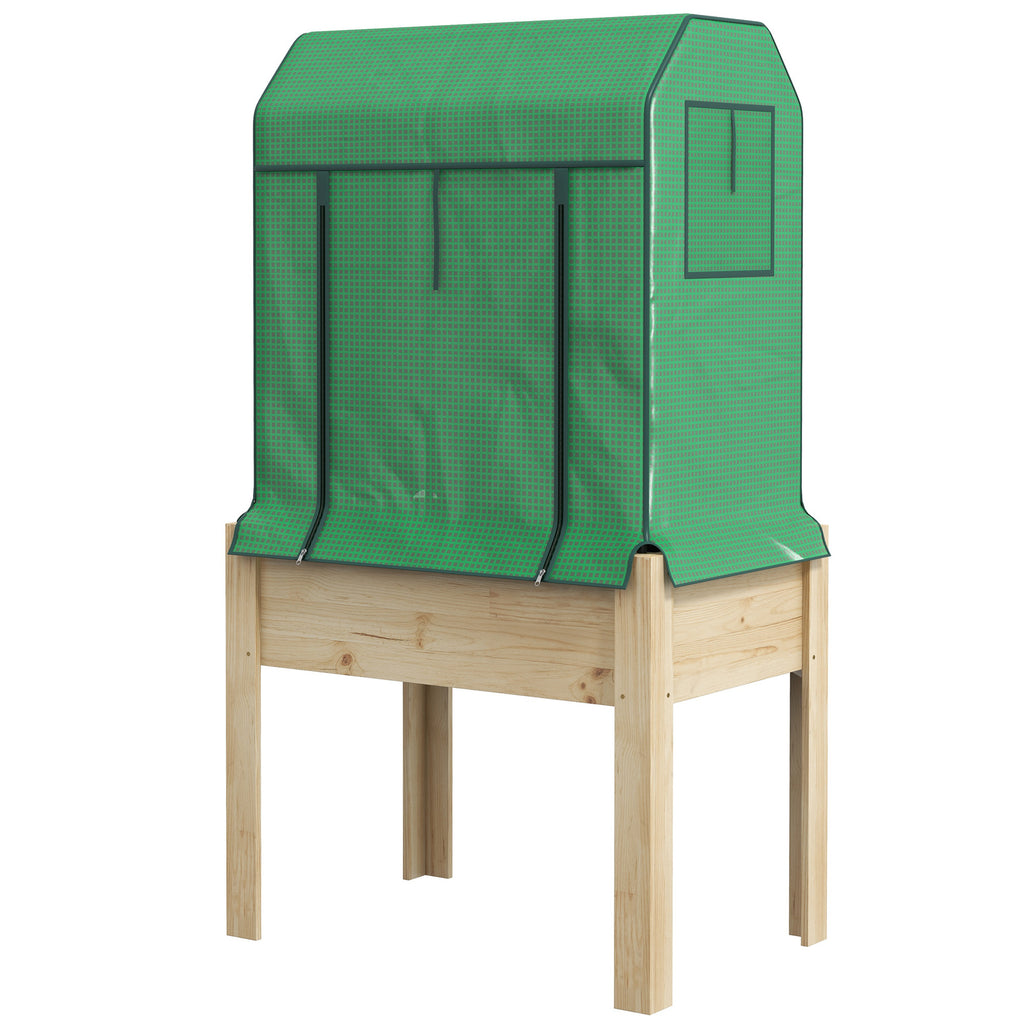 2-in-1 Korotettu Istutuslaatikko / Minikasvihuone 86 x 60 x 165 cm Vihreä