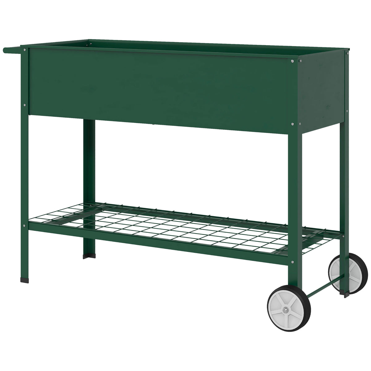 Upphöjd planteringslåda med hjul 109 x 44 x 80 cm Grön