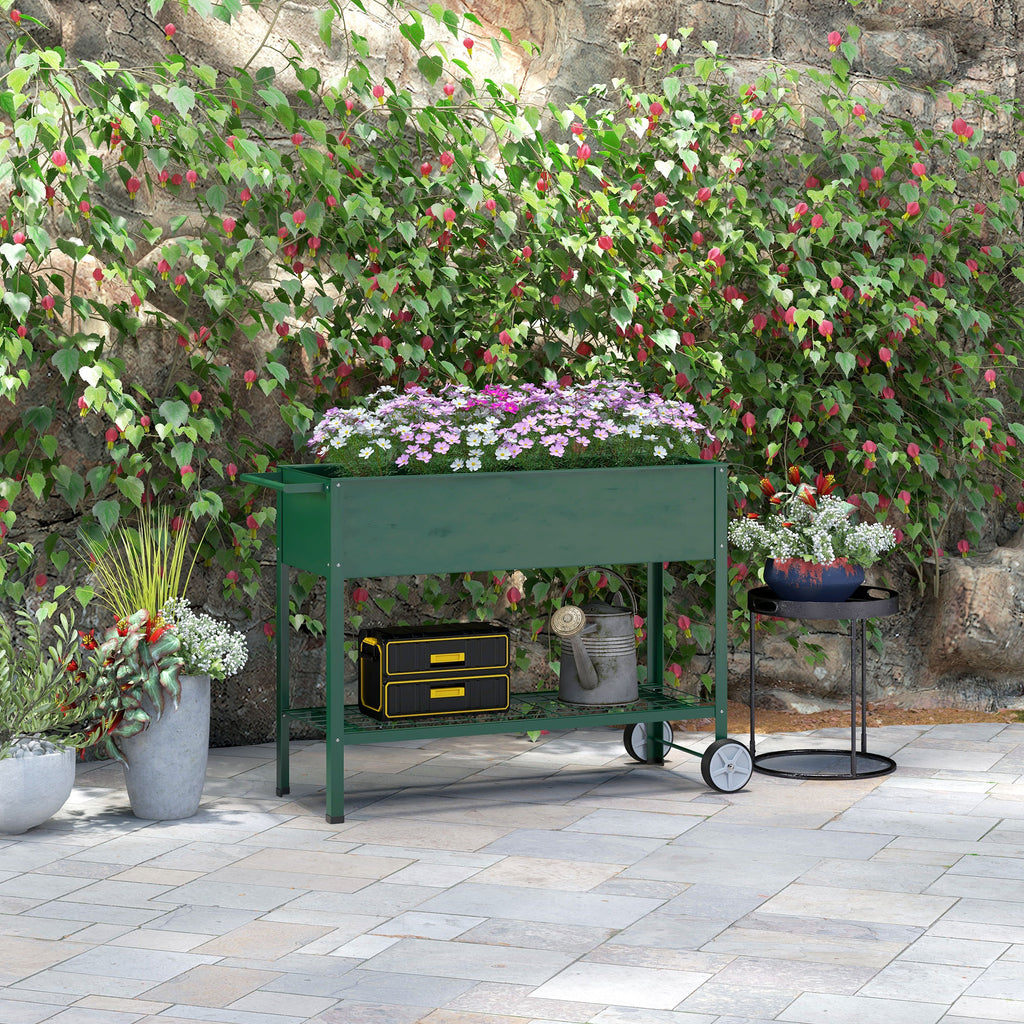 Korotettu Istutuslaatikko Renkailla 109 x 44 x 80 cm Vihreä