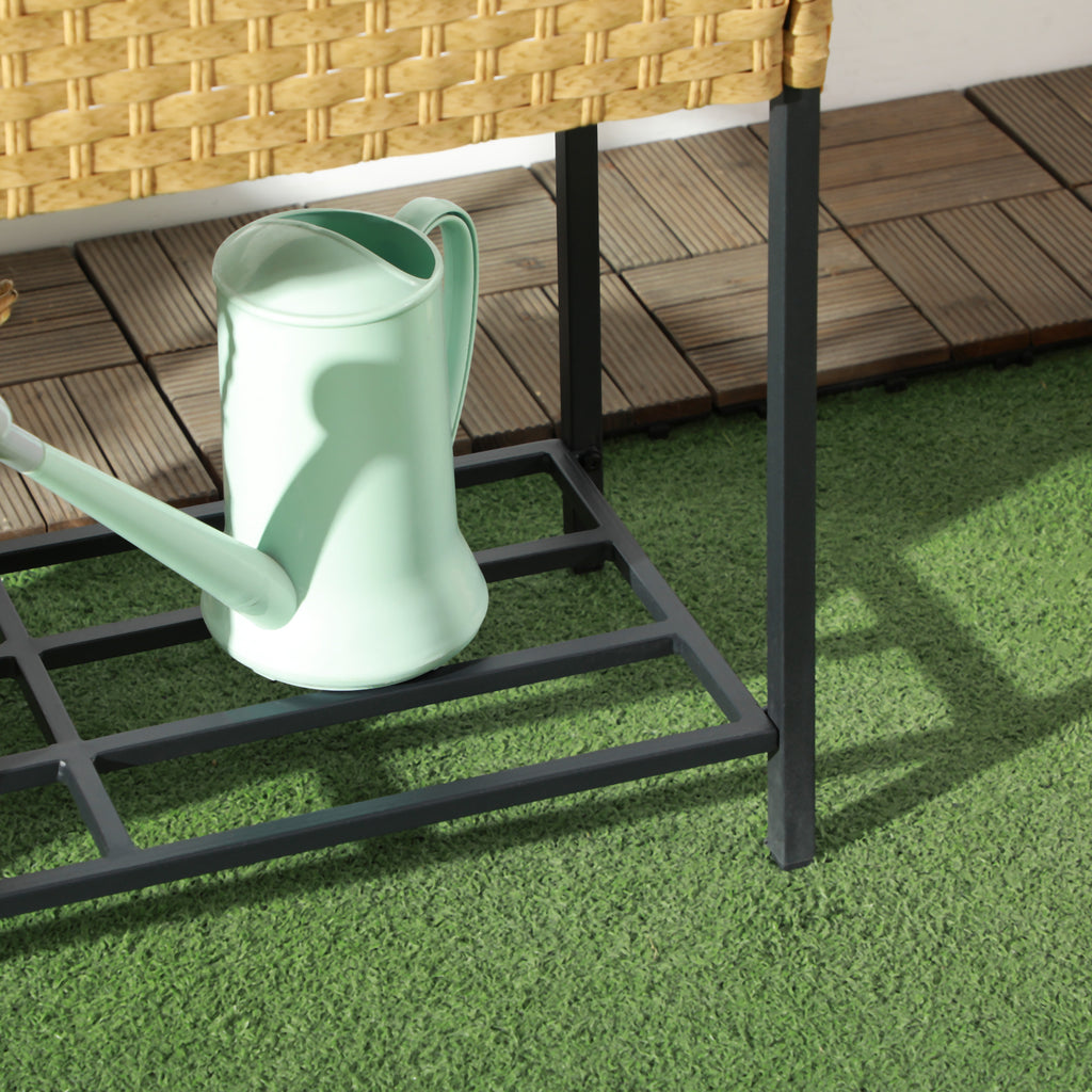 Korotettu Istutuslaatikko, Polyrottinki / Teräs, 70 x 30 x 70 cm, Natural