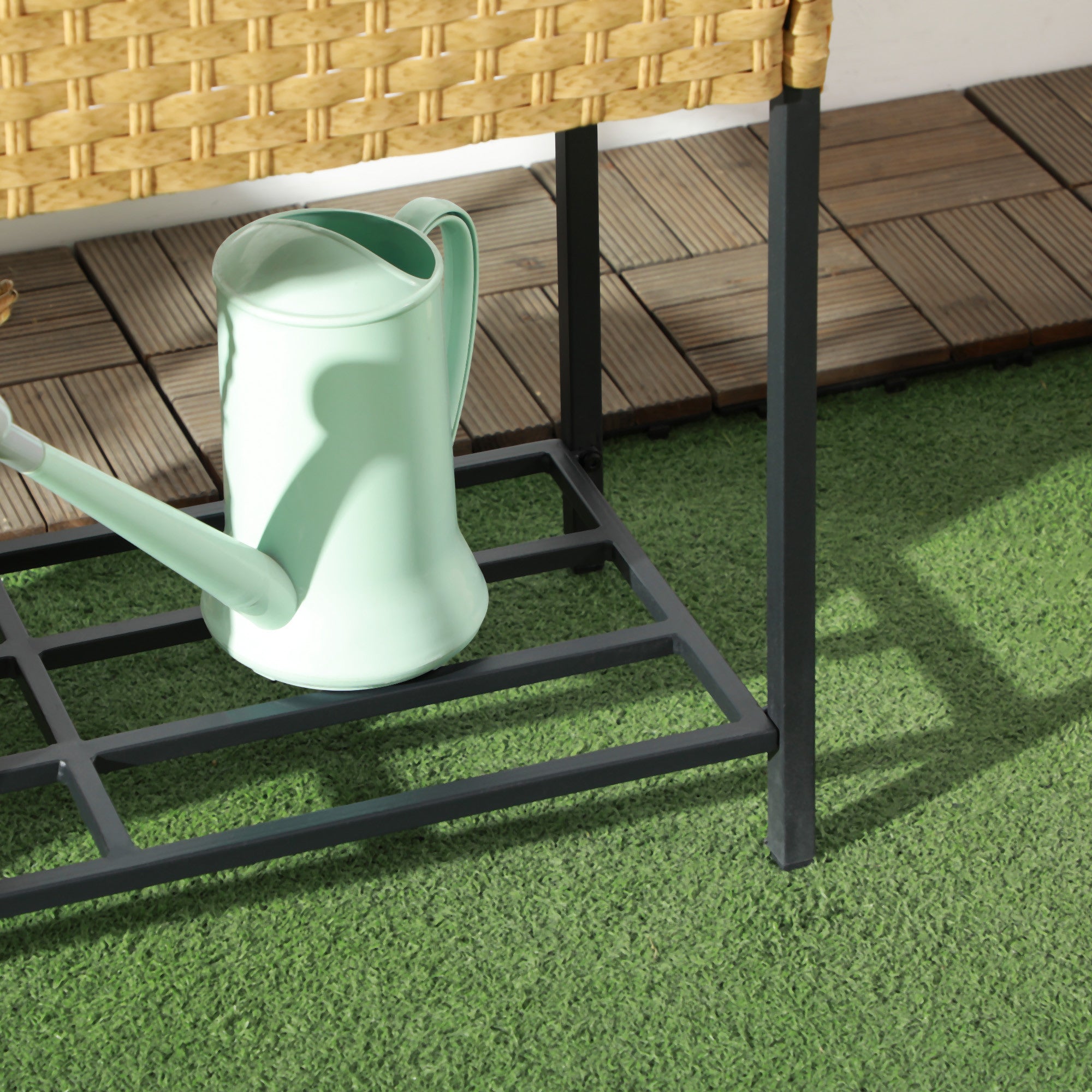 Korotettu Istutuslaatikko, Polyrottinki / Teräs, 70 x 30 x 70 cm, Natural