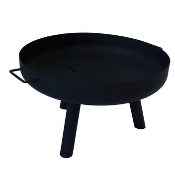 Utomhusbraskamin 60 x 60 x 35 cm – stålkonstruktion, bärhandtag, svart