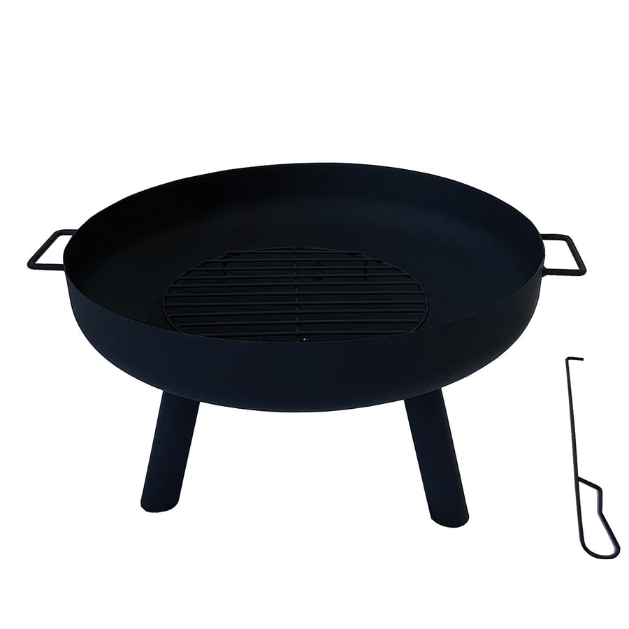 Utomhusbraskamin 60 x 60 x 35 cm – stålkonstruktion, bärhandtag, svart