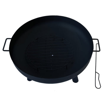 Utomhusbraskamin 60 x 60 x 35 cm – stålkonstruktion, bärhandtag, svart