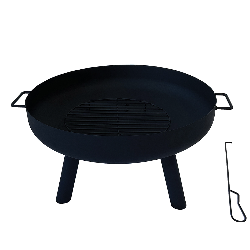 Utomhusbraskamin 60 x 60 x 35 cm – stålkonstruktion, bärhandtag, svart