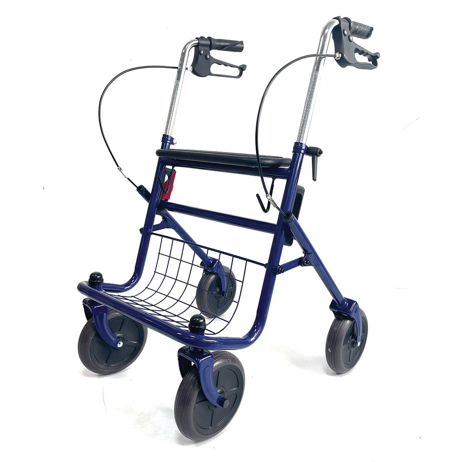 VARMA Rollator med korg, för inomhus- och utomhusbruk, blå