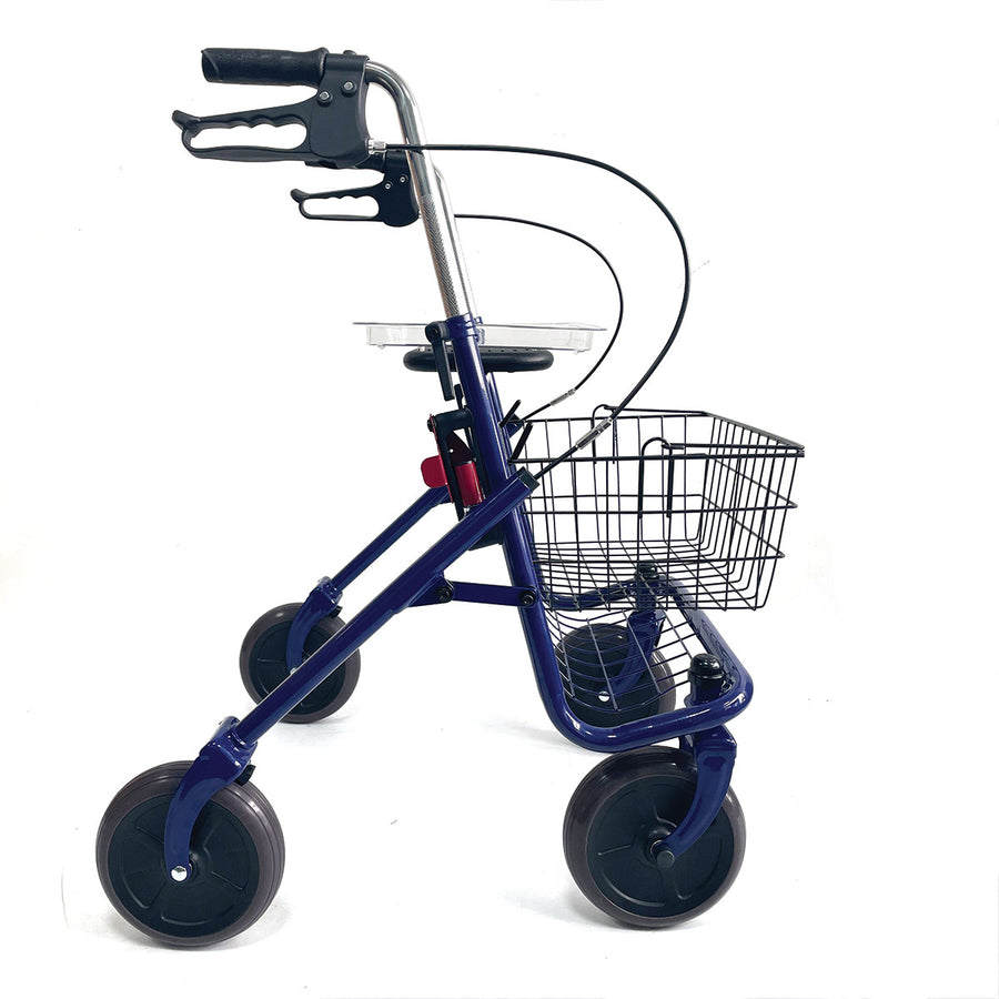 VARMA Rollator med korg, för inomhus- och utomhusbruk, blå
